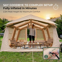 Tente de camping de luxe pour l'extérieur, 13,68 m², tissu Oxford, glamping pour 3-4 personnes, tente de camping gonflable, imperméable