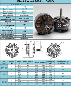 FOXEER <span class=keywords><strong>Black</strong></span> <span class=keywords><strong>Hornet</strong></span> 2809 1300KV Motor sin escobillas N52H Imán de alta calidad Disfrute de una potencia creciente 9 pulgadas de largo alcance Drones de carreras con visión en primera persona - Product Image 5