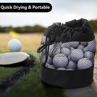 Pochette de balles de golf à fond rond Sac de t-shirts de golf à cordon de serrage Support de balle de golf en maille de nylon avec crochet