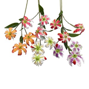 Fleurs artificielles Qiye Gloriosa Lily, fleur en soie à 3 têtes, décoration de mariage et de maison - Product Image 5