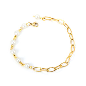 สร้อยข้อมือมุกผู้หญิง 18k ทองชุบสแตนเลสรูปหัวใจเครื่องประดับของขวัญเครื่องประดับแฟชั่น - Product Image 5