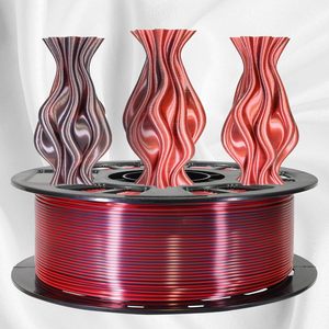 วัสดุพิมพ์ 3 มิติ PLA ไหมสีแดงดำเงา ขนาด 1.75 มม. แบบสองสี น้ำหนัก 1 กก. รุ่นใหม่ รองรับการพิมพ์แท่งพลาสติก 3 มิติ - Product Image 3