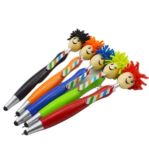 Cute Cartoon Mop Doll Heads Handsome tie Ballpoint Pen Custom Advertising pen Plastic Kawaii Figure ball Pen
