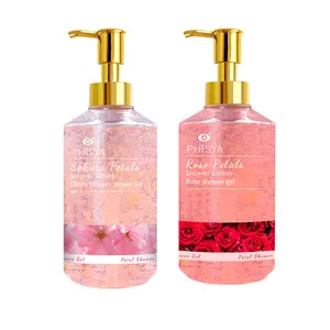 Gel douche OEM aux extraits de plantes indigènes Fournisseurs de bains d'humidité profonde Parfum Rose Cerise Nettoyant pour le corps