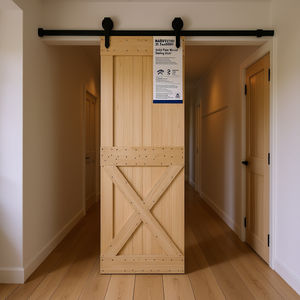 Porte coulissante en bois de pin massif Narvik, 31,5 x 82,7 pouces, style farmhouse, porte de placard intérieure non finie - Product Image 2