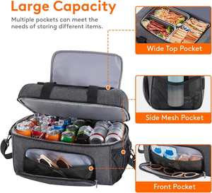Large Leakproof <b>Beach</b> Cooler Lightweight Portable Double Layer Soft-Sided Travel Ice Chest for Camping Insulated Cooler <b>Bag</b> - Product Image 4