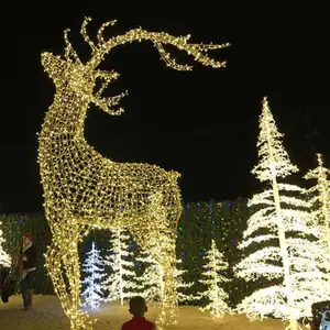 Уличная Рождественская Праздничная Белая светодиодная 3D скульптура оленя мотив декоративный тематический парк садовый светильник для животных