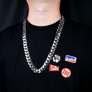 Collier chaîne cubaine simple en argent sterling 925 plaqué rhodium de style heavy metal personnalisé, bijoux hip-hop, 18 mm, pour rappeur - Product Image 4