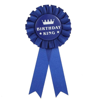 HLC Broche personnalisée ronde en ruban de satin arc-en-ciel, type rosette, pour anniversaire, garçon et fille, cadeau de fête