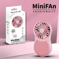 Ventilateur portable pliable USB à trois vitesses en plastique, idéal pour l'été, avec miroir de maquillage intégré