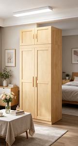 Armoire scandinave en bois avec portes battantes style Shaker, en bois massif, autoportante, mobilier de chambre moderne - Product Image 6
