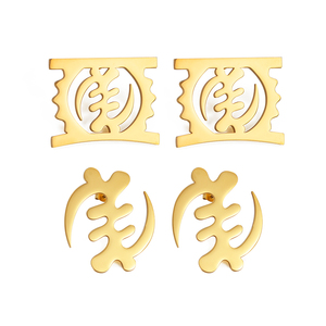 Pendientes de Acero Inoxidable con Símbolo Cultural Africano Antiguo de 4CM, Akofena Adinkra Gye Nyame Sankofa, Joyería Étnica # 555262 - Product Image 3