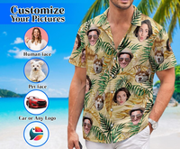 Chemise Hawaïenne Personnalisée avec Photo d'Animal de Compagnie, Portrait de Chien ou Chat, Chemise Aloha Imprimée Intégralement, Chemise de Plage d'Été OEMODM