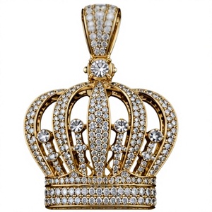 Collier pendentif couronne plaqué or argenté avec perle d'eau douce et chaîne à maillons en diamant taille brillant, bijoux pour homme pour anniversaire - Product Image 2