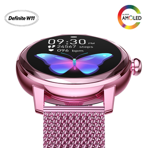 Montre connectée pour femme Definite 1.19'' TFT avec fonction d'appel Bluetooth W11-208 IP67 130mAh, détecteur de fréquence cardiaque et d'oxygène sanguin, texture métallique, couleur violette - Product Image 4
