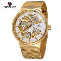 Relojes Mecánicos Automáticos Forsining para Hombre, Reloj Masculino de Moda, Azul, Acero Inoxidable, Impermeable, Estilo Esqueleto, para Negocios
