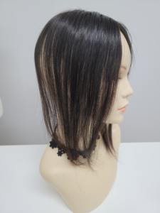 Perruque toupet en cheveux humains à clips de 12 pouces, mi-longue, lisse, noir naturel, brun, qualité supérieure, légère et respirante - Product Image 3