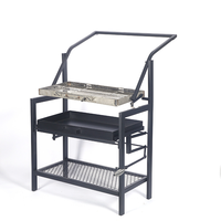 Gril de Barbecue Portable Rotatif Manuel à Retournement pour Cuisson de Viande en Extérieur/Cour avec Panier
