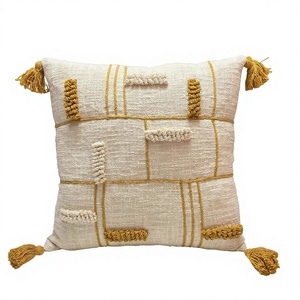 Funda de almohada de algodón con mechones al aire libre bohemio de diseñador de Venta caliente, almohada decorativa tejida a mano, almohada Bohemia única de ITHL - Product Image 1