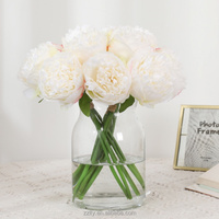 Buket Peony Buatan Real Touch Premium, Bunga Tiruan Gaya Eropa untuk Dekorasi Meja Pernikahan, Natal, dan Kembali ke Sekolah