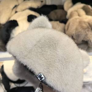 Plush Cat <b>Baseball</b> <b>Cap</b> White Rabbit Fur Keep Warm Adult Unisex Hat - Product Image 3