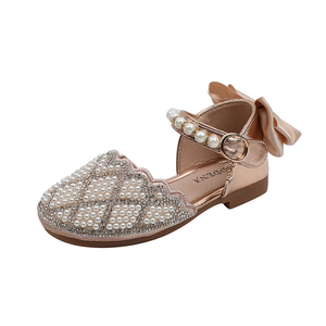 Chaussures en cuir pour bébé avec nœud, chaussures de fête pour enfants avec perles, chaussures habillées pour filles - Product Image 1