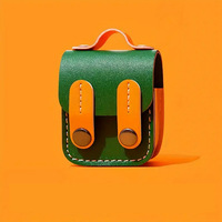 Étui pour écouteurs en cuir PU pleine couverture, fait main, couleur unie vert orange, compatible avec les écouteurs sans fil Pro 2