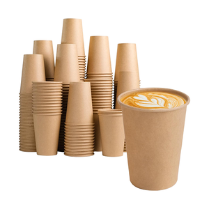 Vasos de papel marrón Kraft desechables de alta resistencia sostenibles respetuosos con el medio ambiente de una sola pared de doble pared - Product Image 3