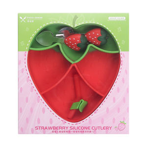 Assiette à repas en Silicone pour bébé, bol à fraises en acier inoxydable 304 fourchette cuillère vaisselle en Silicone ensemble d'alimentation pour bébé - Product Image 6