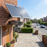Caméra solaire OEM 4G avec carte SIM, double objectif, caméra de sécurité extérieure 4MP, audio bidirectionnel, vision nocturne, suivi de mouvement humain intégré