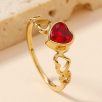 Cincin berlian persegi hati warna-warni Fashion, perhiasan cincin baja tahan karat berlapis emas 18K untuk wanita