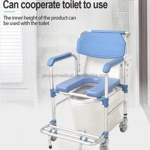 Factory Wholesale Shower <b>Commode</b> <b>Chair</b> Transfer Patient Toilet <b>Chair</b> Wheelchair <b>Commode</b> - Product Image 2