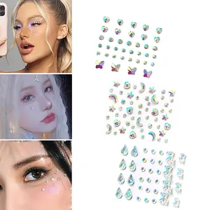 Best Seller 26 stili fai da te ragazza partito strass arte gioiello adesivi per il viso Glitter viso adesivi cristalli gemme