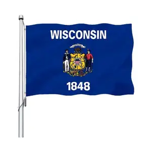 Hot selling US flag waterproof custom 3X5Ft US state flag Wisconsin state flag