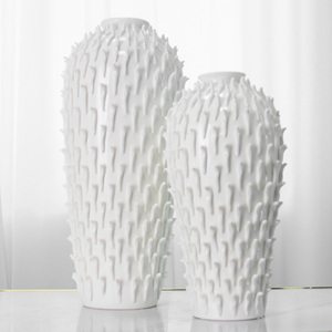 V165W vaso in rilievo <span class=keywords><strong>bianco</strong></span> decorazione per la casa in ceramica <span class=keywords><strong>riccio</strong></span> artigianato accessori per la casa decorazione - Product Image 3