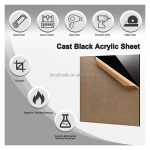 20x24 plexiglass शीट 1/8 इंच 3 मिमी काले ऐक्रेलिक शीट काले प्लास्टिक बोर्ड पॉलीकार्बोनेट शीट - Product Image 3