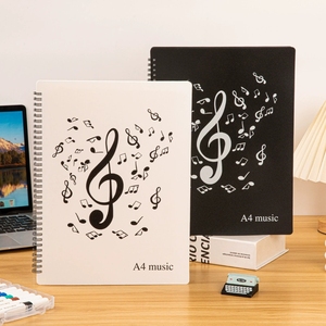 Wholesale Black White 2‑color <b>A4</b> Coil‑Bound Music <b>Folder</b> Custom Treble Printed Sheet Music Organizer For Music School Supplies - Product Image 4