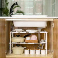 Étagère de cuisine rétractable à 2 niveaux en acier inoxydable Cedar Space, support de rangement multifonctionnel pour casseroles et éviers