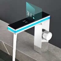 Robinet de salle de bain moderne de luxe à poignée unique, mitigeur eau chaude/froide avec affichage de la température et cartouche en céramique