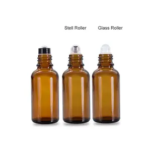 Hot Product 10ml Attar With Steel Ball Amber Glass Roll On Roller Essential Oil Perfume Bottles