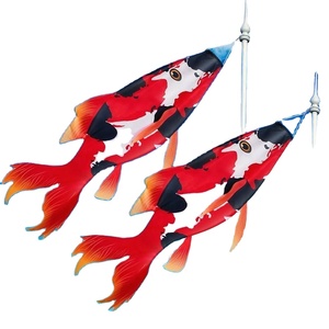 Fabricante chino de banderolas de carpa de colores vibrantes, personalizadas, con sublimación a una cara, diseño de Koi, tipo manguito de viento colgante - Product Image 6