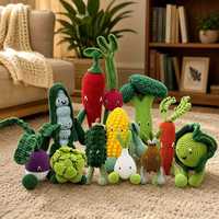 Série de poupées légumes en coton tricoté et crochetées à la main, style magazine étranger, ornements de bureau, décoration intérieure, breloques de sac, 14+ Maternité