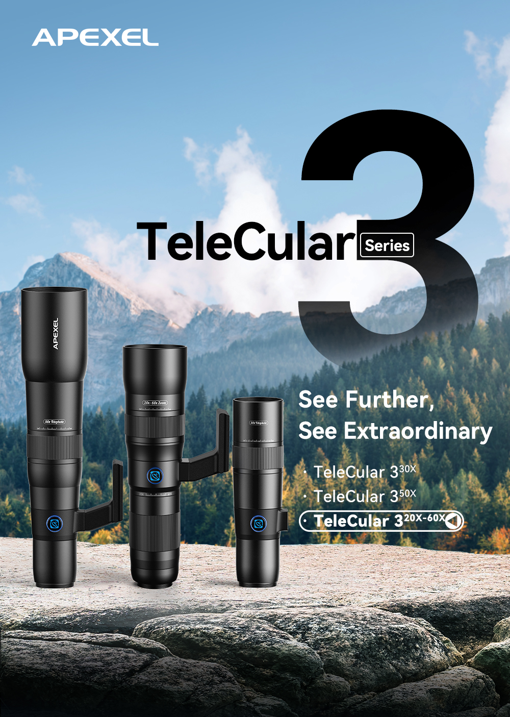 APEXEL 20-60X Zoom Telephoto Lens - Perfect for Wildlife Photography