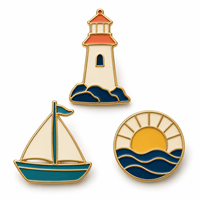Pin Enamel Kustom Bertema Laut, Paus, Penyu, Kepiting, Mercusuar, Perahu Layar, Grosir, Custom Logo, OEM, ODM, Produsen