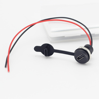Câble d'alimentation USB-C femelle étanche à montage sur panneau vers PH2.0 2P à fils ouverts, port de charge personnalisé avec couvercle