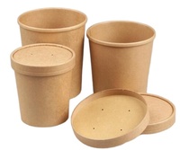 Bol en papier kraft jetable écologique imprimé sur mesure, gobelet à soupe, emballage alimentaire à emporter