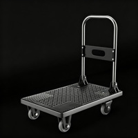 Carretilla de Plataforma Plegable Portátil de Nylon Industrial, Capacidad de 75 kg, 4 Ruedas, Carro de Mano con Ruedas Resistentes al Desgaste de 3 Pulgadas para Almacén