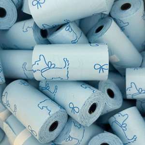 Sacs à déjections canines biodégradables et compostables à motifs variés, 20 sacs/rouleau, sacs colorés pour l'élimination des déchets canins - Product Image 1
