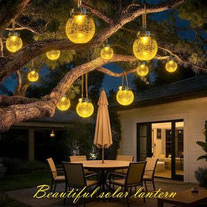 Lampes solaires LED en forme de boule en verre craquelé, étanches IP65, <span class=keywords><strong>pour</strong></span> jardin, patio, arbre, cour, allée - Product Image 2