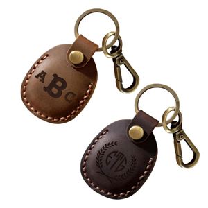Custom Name Leather Cover, Personalized Vintage Pet Collar Keychain, Scratch-Resistant Protective <b>Key</b> <b>Ring</b> Case for Tracker - Product Image 1